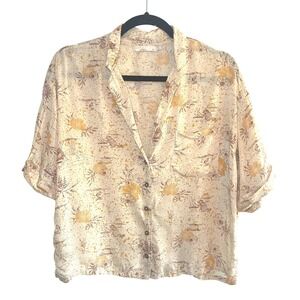 Prana Cream Floral Button-Down Shirt